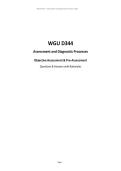 WGU D344&NewLine;Assessment and Diagnostic Processes&NewLine;Objective Assessment & Pre-Assessment &NewLine;Questions & Answers&NewLine;