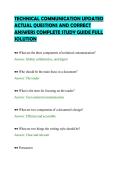 TECHNICAL COMMUNICATION UPDATED&NewLine;ACTUAL QUESTIONS AND CORRECT&NewLine;ANSWERS COMPLETE STUDY GUIDE FULL&NewLine;SOLUTION