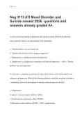 Nsg 3113 ATI Mood Disorder and &NewLine;Suicide newest 2026  questions and &NewLine;answers already graded A&plus;&period;