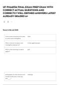 UF PHA6936 FINAL EXAM PREP EXAM WITH CORRECT ACTUAL QUESTIONS AND CORRECTLY WELL DEFINED ANSWERS LATEST ALREADY GRADED A&plus;