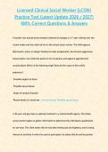 Licensed Clinical Social Worker &lpar;LCSW&rpar; Practice Test &lpar;Latest Update 2026 2027&rpar; 100- Correct Questions & Answers&period;