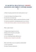 NU 160 MENTAL HEALTH EXAM 1 &lpar;2026&sol;2027&rpar; QUESTIONS AND CORRECT ANSWERS GRADED A&plus;