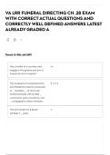 VA LRR FUNERAL DIRECTING CH &period;28 EXAM WITH CORRECT ACTUAL QUESTIONS AND CORRECTLY WELL DEFINED ANSWERS LATEST ALREADY GRADED A