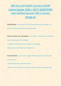 MN Life and Health Insurance EXAM &lpar;Latest Update 2026 2027&rpar; QUESTIONS with Verified Answers 100 - Correct -Grade A-&period;