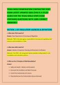 TEXAS MOLD REMEDIATION CONTRACTOR STATE &NewLine;EXAM LATEST UPDATED 2026 &lpar;THIS IS A STUDY &NewLine;GUIDE FOR THE TEXAS MOLD STATE EXAM &NewLine;CONTAINS&rpar; QUESTIONS WITH 100&percnt; CORRECT &NewLine;ANSWERS&excl;&excl; 