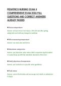 PEDIATRICS NURSING EXAM 4&NewLine;COMPREHENSIVE EXAM 2026 FULL&NewLine;QUESTIONS AND CORRECT ANSWERS&NewLine;ALREADY PASSED&NewLine;