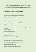 CERTIFIED CROP ADVISOR &lpar;CCA&rpar; PRACTICE EXAM &NewLine;QUESTIONS WITH CORRECT ANSWERS BRAND NEW 