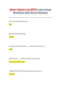 Motor Vehicle Law MPTC Latest Exam &ndash; Questions & Correct Answers
