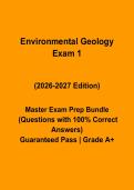 Environmental Geology Exam 1 Questions & Answers PDF &vert; Complete Practice Test &vert; Latest 2026&ndash;2027