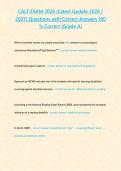 CALT EXAM 2026 &lpar;Latest Update 2026 2027&rpar; Questions with Correct Answers 100 - Correct -Grade A