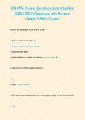 CAHIMS Review Questions &lpar;Latest Update 2026 2027&rpar; Questions with Answers -Grade A-100- Correct
