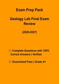 Geology Lab Final Practice Test PDF &vert; Laboratory Exam Questions & Verified Answers &vert; Updated 2026&ndash;2027