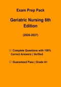 Geriatric Nursing 6th Edition Exam Questions & Answers PDF &vert; Complete Practice Test &vert; Latest 2026&ndash;2027