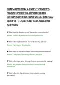 PHARMACOLOGY A PATIENT CENTERED&NewLine;NURSING PROCESS APPROACH 8TH&NewLine;EDITION CERTIFICATION EVALUATION 2026&NewLine;COMPLETE QUESTIONS AND ACCURATE&NewLine;ANSWERS
