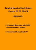 Gerontology Nursing Practice Test PDF &vert; Chapters 25&comma; 27&comma; 29 & 30 Exam Questions & Verified Answers &vert; Updated 2026&ndash;2027