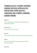 PHARMACOLOGY A PATIENT CENTERED&NewLine;NURSING PROCESS APPROACH 8TH&NewLine;EDITION FINAL PAPER 2026 FULL&NewLine;QUESTIONS AND CORRECT ANSWERS&NewLine;ALREADY PASSED&NewLine;