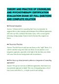 THEORY AND PRACTICE OF COUNSELING&NewLine;AND PSYCHOTHERAPY CERTIFICATION&NewLine;EVALUATION EXAMS SET FULL QUESTIONS&NewLine;AND COMPLETE SOLUTION&NewLine;