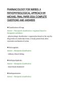 PHARMACOLOGY FOR NURSES&colon; A&NewLine;PATHOPHYSIOLOGICAL APPROACH BY&NewLine;MICHAEL FINAL PAPER 2026 COMPLETE&NewLine;QUESTIONS AND ANSWERS