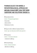 PHARMACOLOGY FOR NURSES&colon; A&NewLine;PATHOPHYSIOLOGICAL APPROACH BY&NewLine;MICHAEL EXAM SCRIPT 2026 TEST PAPER&NewLine;QUESTIONS AND SOLUTIONS GRADED A&plus;&NewLine;