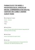 PHARMACOLOGY FOR NURSES&colon; A&NewLine;PATHOPHYSIOLOGICAL APPROACH BY&NewLine;MICHAEL COMPREHENSIVE EXAM 2026 FULL&NewLine;QUESTIONS AND CORRECT ANSWERS&NewLine;ALREADY PASSED&NewLine;