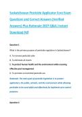 Saskatchewan Pesticide Applicator Core Exam &NewLine;Questions and Correct Answers &lpar;Verified &NewLine;Answers&rpar; Plus Rationale 2027 Q&A&vert; Instant &NewLine;Download Pdf