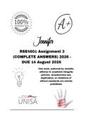 RSE4801 Assignment 3 &lpar;COMPLETE ANSWERS&rpar; 2026 - DUE 14 August 2026 &semi; 100&percnt; Correct solutions and explanations&period; 