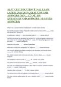 Testbank&colon; ALAT CERTIFICATION FINAL EXAM LATEST 2026&sol;2027 QUESTIONS AND ANSWERS &lpar;REAL EXAM&rpar; 200 QUESTIONS AND ANSWERS &lpar;VERIFIED ANSWERS&rpar;&NewLine;&NewLine;