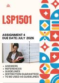 LSP1501 Assignment 4 &lbrace;COMPLETE ANSWERS&rcub; DUE DATE JULY 2026