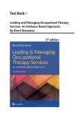 Test Bank - Leading and Managing Occupational Therapy Services&colon; An Evidence-Based Approach&comma; 3rd Edition &lpar;Braveman&comma; 2022&rpar;&comma;  All Chapter 1-20 Complete
