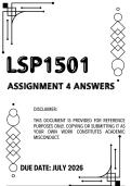 LSP1501 Assignment 4 &lpar;2026&rpar; Complete Answers &vert; DISTINCTION LEVEL &vert; Due Date July 2026