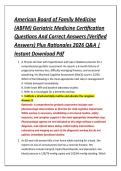 American Board of Family Medicine &NewLine;&lpar;ABFM&rpar; Geriatric Medicine Certification &NewLine;Questions And Correct Answers &lpar;Verified &NewLine;Answers&rpar; Plus Rationales 2026 Q&A &vert; &NewLine;Instant Download Pdf