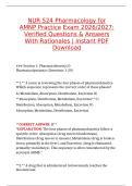 NUR 524 Pharmacology for AMNP Practice Exam Questions&comma; Answers and Rationales 2027&NewLine;