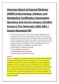 American Board of Internal Medicine &NewLine;&lpar;ABIM&rpar; Endocrinology&comma; Diabetes and &NewLine;Metabolism Certification Examination &NewLine;Questions And Correct Answers &lpar;Verified &NewLine;Answers&rpar; Plus Rationales 2026 Q&A &vert; &NewLine;Instant Download Pdf