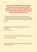 WGU D470 - TRANSPORTATION&comma; LOGISTICS&comma; AND &NewLine;DISTRIBUTION  LATEST EXAM 2026&sol;27 ACTUAL &NewLine;QUESTIONS AND WELL ELABORATED ANSWERS WITH &NewLine;RATIONALES &lpar;VERIFIED ANSWERS&rpar; LATEST UPDATED &NewLine;VERSION 2026&vert;ALREADY GRADED A&plus; 