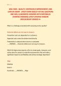 WGU D469 - QUALITY&comma; CONTINUOUS IMPROVEMENT&comma; AND &NewLine;LEAN SIX SIGMA   LATEST EXAM 2026&sol;27 ACTUAL QUESTIONS &NewLine;AND WELL ELABORATED ANSWERS WITH RATIONALES &NewLine;&lpar;VERIFIED ANSWERS&rpar; LATEST UPDATED VERSION &NewLine;2026&vert;ALREADY GRADED A&plus; 