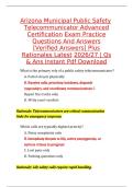 Arizona Municipal Public Safety Telecommunicator Advanced Certification Exam Questions&comma; Answers and Rationales 2027