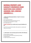 GEORGIA PROPERTY AND CASUALTY INSURANCE EXAM QUESTIONS AND CORRECT ANSWERS 100&percnt; VERIFIED &lpar;GRADED A&plus;&rpar; 