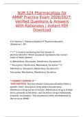 NUR 524 Pharmacology for AMNP Practice Exam Questions&comma; Answers and Rationales 2027