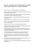 KNH 188 - PHYSICAL ACTIVITY AND HEALTH- SLIGER- EXAM 1 QUESTIONS WITH VERIFIED ANSWERS