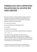 PHARMACOLOGY HESI V2 CERTIFICATION&NewLine;EVALUATION 2026 FULL SOLUTION VIEW&NewLine;AHEAD QUESTIONS&NewLine;