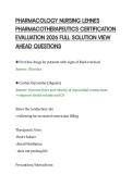 PHARMACOLOGY NURSING LEHNES&NewLine;PHARMACOTHERAPEUTICS CERTIFICATION&NewLine;EVALUATION 2026 FULL SOLUTION VIEW&NewLine;AHEAD QUESTIONS