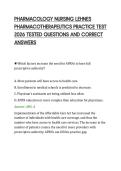 PHARMACOLOGY NURSING LEHNES&NewLine;PHARMACOTHERAPEUTICS PRACTICE TEST&NewLine;2026 TESTED QUESTIONS AND CORRECT&NewLine;ANSWERS&NewLine;