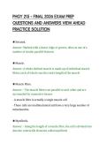 PHGY 215 &ndash; FINAL 2026 EXAM PREP&NewLine;QUESTIONS AND ANSWERS VIEW AHEAD&NewLine;PRACTICE SOLUTION