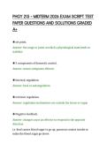 PHGY 215 &ndash; MIDTERM 2026 EXAM SCRIPT TEST&NewLine;PAPER QUESTIONS AND SOLUTIONS GRADED&NewLine;A&plus;