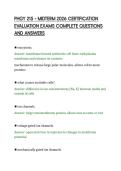 PHGY 215 &ndash; MIDTERM 2026 CERTIFICATION&NewLine;EVALUATION EXAMS COMPLETE QUESTIONS&NewLine;AND ANSWERS