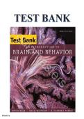 Test Bank for An Introduction to Brain and Behavior &lpar;6th Edition&rpar; &ndash; Kolb&comma; Whishaw & Teskey - Graded A&plus;