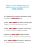 Texas Food Manager Exam Latest 2026 &NewLine;Questions and Correct Detailed Answers &NewLine;Already Graded A&plus; 