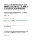 PHILADELPHIA MASTER PLUMBER EXAM 2026&NewLine;PIPE INSTALLATION AND HYDRAULIC SYSTEMS&NewLine;STUDY GUIDE FULL PAPER AND ANSWERS&NewLine;