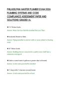 PHILADELPHIA MASTER PLUMBER EXAM 2026&NewLine;PLUMBING SYSTEMS AND CODE&NewLine;COMPLIANCE ASSESSMENT PAPER AND&NewLine;SOLUTIONS GRADED A&plus;