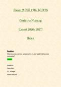 Exam 1 & 2&colon; NU 176 &sol; NU176 Geriatric Nursing &lpar;Latest 2026 &sol; 2027 Updates BUNDLE PACKAGE WITH COMPLETE SOLUTIONS&rpar; &vert; 100&percnt; Correct &vert; Grade A - Galen